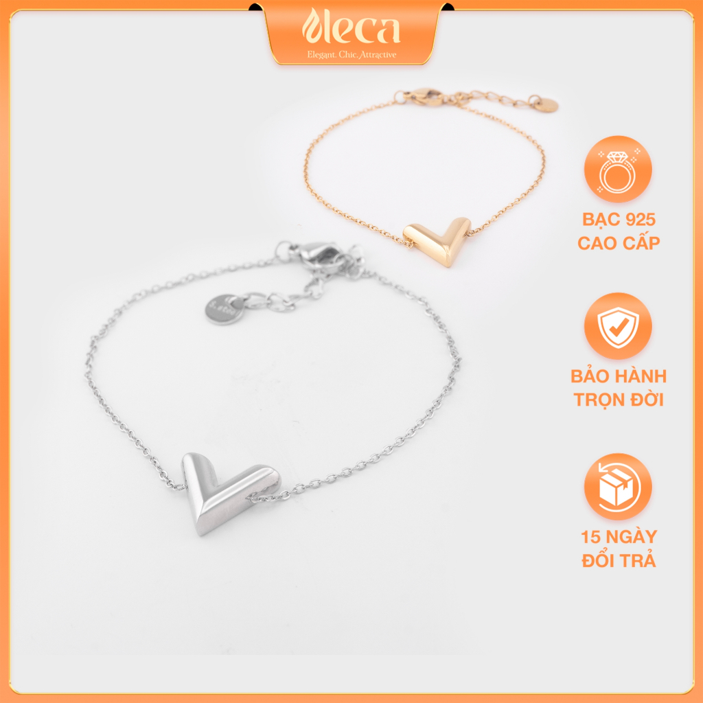 Lắc Tay Bạc 925, Vòng Tay Bạc 925 Nữ ELECA Victory Charm Lắc Bạc 925 Mẫu Chữ V Bạc Ý Cao Cấp Mạ Vàng 18K LT27