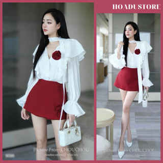   Ảnh sàn  Set Áo Sơmi Tay Bồng Cổ Bèo Kèm Hoa Phối Chân Váy Dáng Ngắn Chouchou Cho Nàng Đi Tiệc Sang Trọng Thanh Lịch 