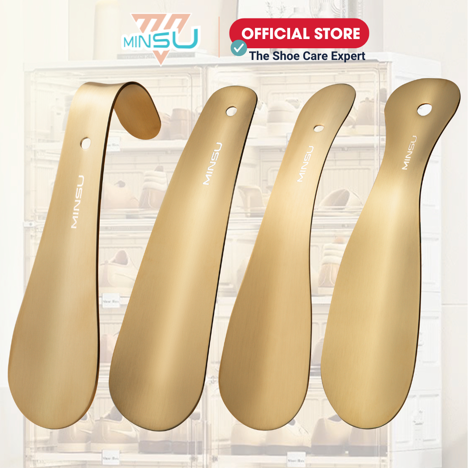 Cây Đón Gót Giày MINSU Shoehorn M2437 Dụng Cụ Hỗ Trợ Mang Xỏ Giày Chất liệu Inox 430 Mạ Vàng Cao Cấp Dành Cho Nam Nữ