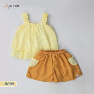 Đồ Bộ Cho Bé Gái Xinh House Vai Nhúng Thun, Tùng Áo 2 Lớp
