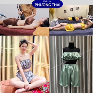 Bộ áo quây spa quần đùi mặc massage giảm béo, xông hơi chất phi lụa mát, chun co giãn tốt