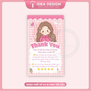 Thiệp cảm ơn, thank you card 1 MẶT nhiều màu dễ thương - Mẫu COLOR GIRL - Size 5.4x9cm - Giấy C300 - Cán màng mờ 2 mặt