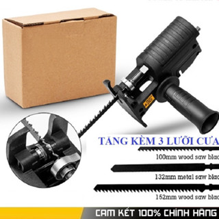 Đầu chuyển đổi máy khoan thành máy cưa lọng tặng kèm 3 lưỡi cưa tiết kiệm chi phí nhờ tận dụng được máy khoan sẵn có