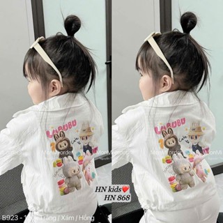 Áo khoác cho bé, áo gió 2 lớp chất dày dặn, vải gió xịn, hình in lưng labubu sắc nét cho bé từ 12-32kg Miuly Kids