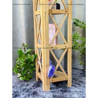 Kệ góc gỗ cao su 4 tầng