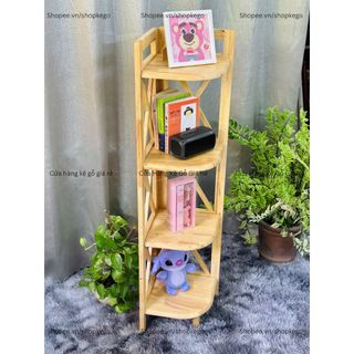 Kệ góc gỗ cao su 4 tầng