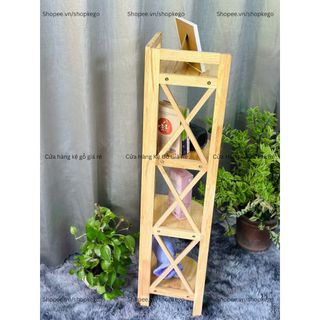 Kệ góc gỗ cao su 4 tầng