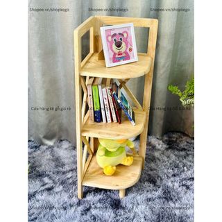 Kệ góc gỗ cao su 4 tầng