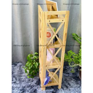 Kệ góc gỗ cao su 4 tầng