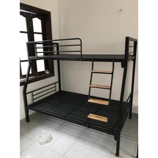 Giường sắt hai tầng giá cực sốc kích thước Trên 1m2 dưới 1m4 Sắt 4x4sơn tĩnh điện không rỉ màu đen Nội Thất Tân Hòa Phát