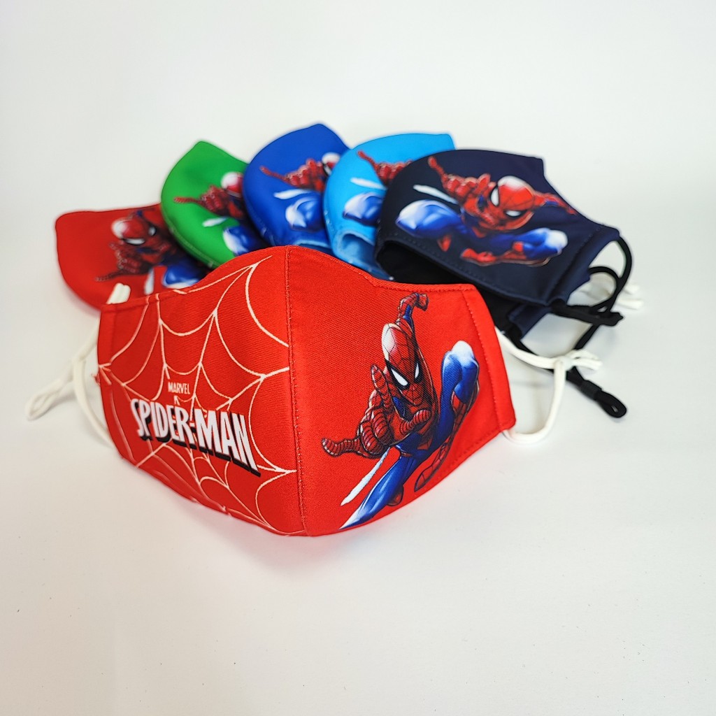 Khẩu trang vải cho bé trai in hình nhân vật hoạt hình, tái sử dụng, có dây tăng dơ, nhiều màu