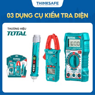 Bộ 3 dụng cụ kiểm tra điện TOTAL TMT43028 bao gồm ampe kìm đo điện, bút dò điện và đồng hồ vạn năng - Thinksafe