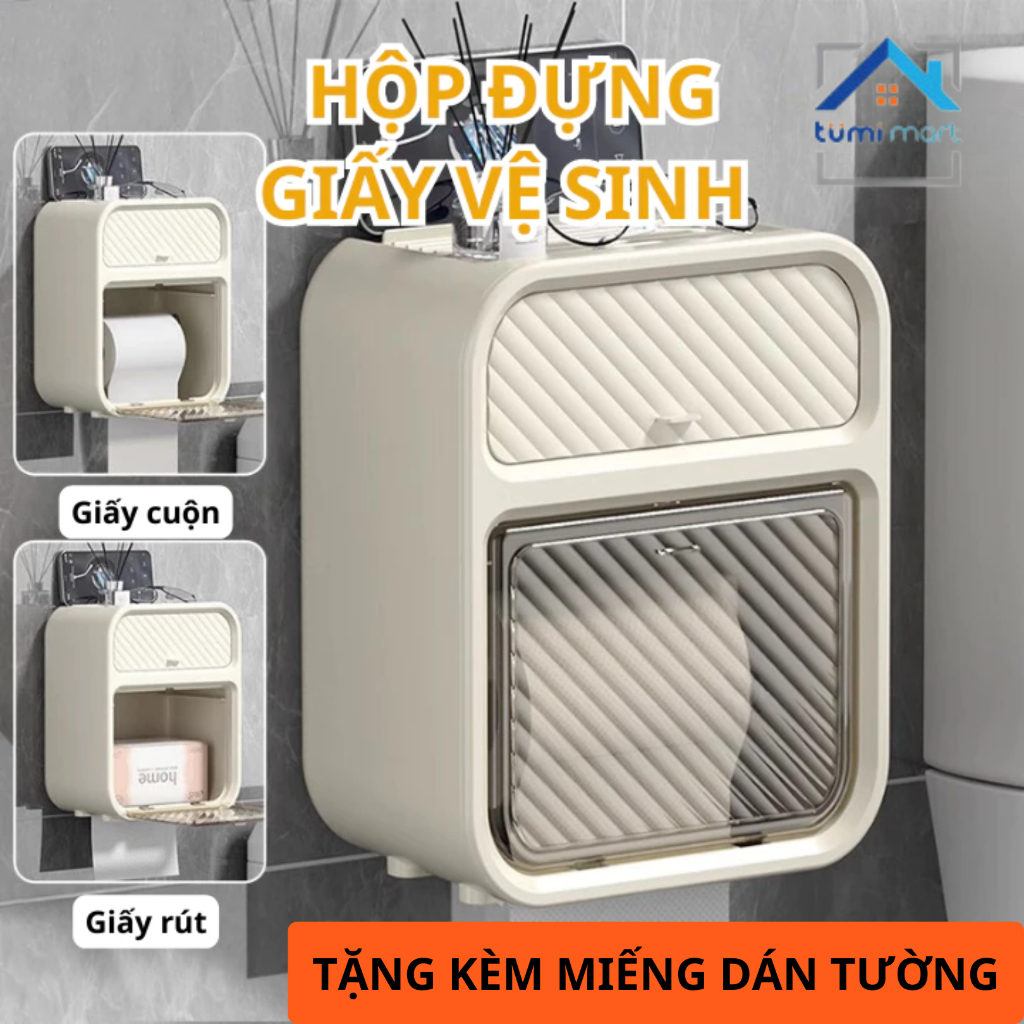 Hộp Giấy Vệ Sinh Đa Năng, Giá Đựng Bông Tẩy Trang, Hộp Treo Nhà Tắm Tiện Dụng