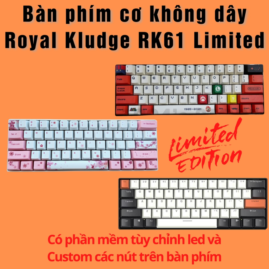 Bàn Phím Cơ RK61 Version 4.0 Limited HOTSWAP - Cáp Type C - Bluetooth 5.1 - Wireless 2.4G - Phần mềm