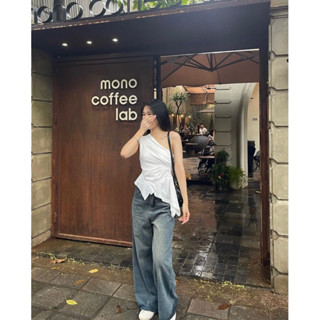 LALASTUDIO• Áo sơ mi lệch vai cách điệu xếp ly vạt chéo chất thô cao cấp, áo sơ mo cách điệu lệch vai ( chuẩn mẫu mặc)