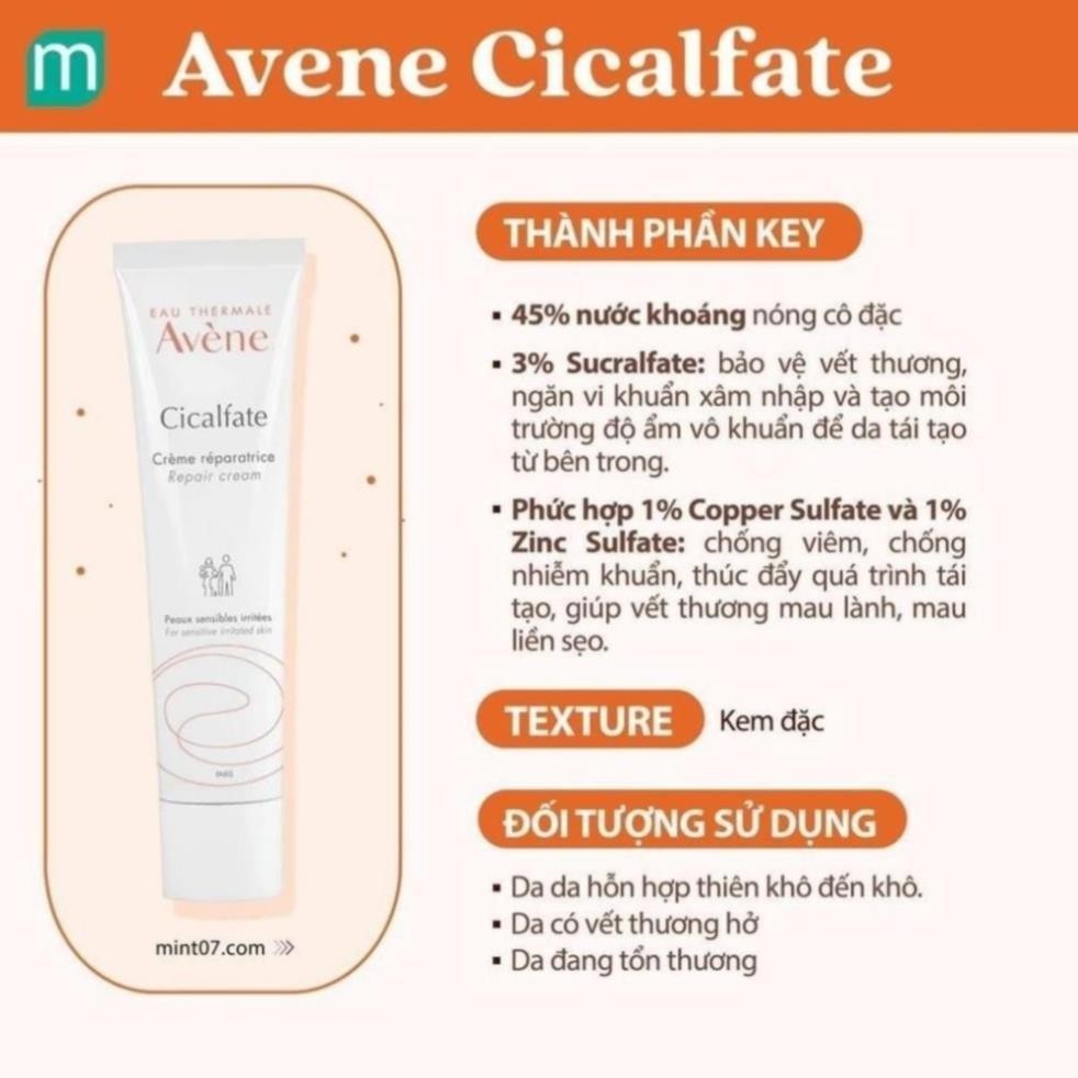 Kem Dưỡng Avene Cicalfate Repair Cream Phục Hồi Da Dưỡng Ẩm Và Giảm Sẹo Thâm 40ml 100ml Pháp