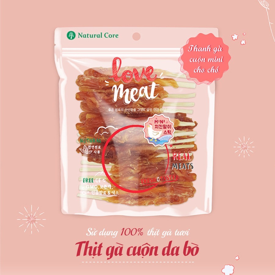 Que Thịt Cuộn Da Bò Mềm Cho Chó Natural Core Love Meat 160g