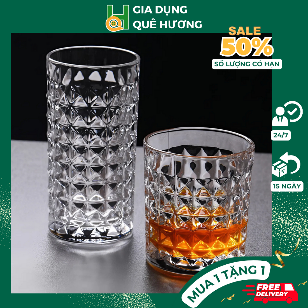 Cốc Thủy Tinh Pha Lê Ly Thủy Tinh Hàng Cao Cấp Dung Tích 230ml 260ml Dày Dặn MC64