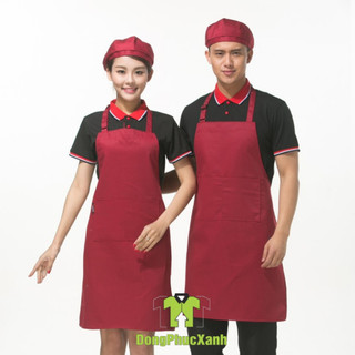 Tạp Dề Màu ĐỎ ĐÔ Làm Đồng Phục Cao Cấp