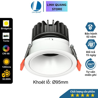 Đèn Led âm trần spotlight SM2 D95 Linh Quang vỏ trắng chống chói cao cấp CRI>98