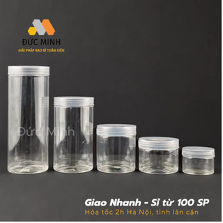 Hũ nhựa/ hộp nhựa đựng thực phẩm, mỹ phẩm nắp nhựa trong tất cả các dung tích 100ml - 1500ml