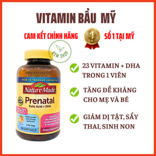 [CAM KẾT CHÍNH HÃNG] Vitamin tổng hợp cho bà bầu Mỹ Nature Made Prenatal Multi DHA 150 viên, Bổ bầu mỹ Prenatal số 1 Mỹ