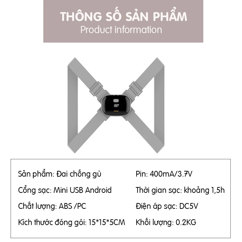 Đai chống gù lưng rung cảm biến điện tử thông minh nhật bản loại cao cấp glc