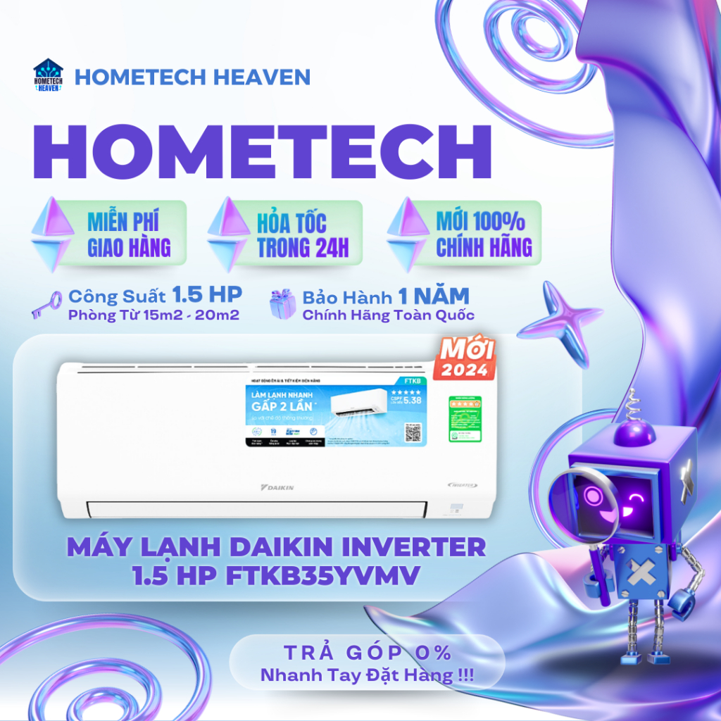 ☑️ [MIỄN PHÍ GIAO HÀNG] FTKB35YVMV - Máy lạnh Daikin 1.5 HP Inverter FTKB35YVMV/RKB35YVMV - Hàng Chí