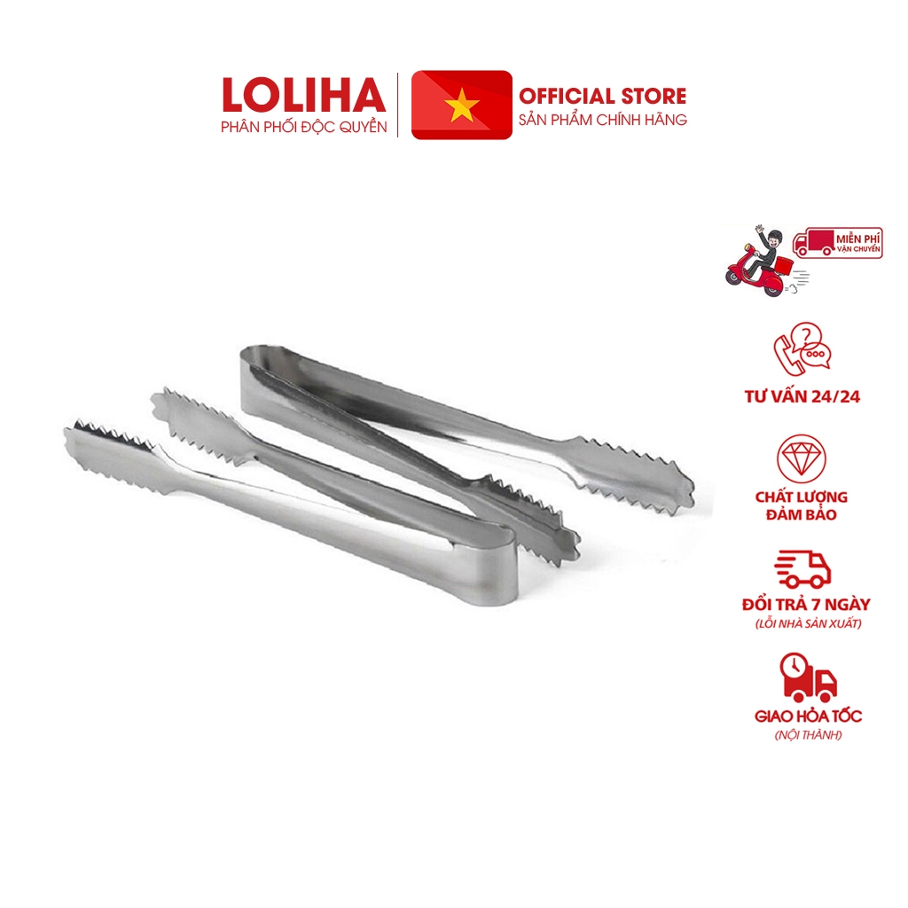 🛑FREESHIP🛑 Combo 5 Kẹp gắp đá trơn inox cao cấp tiện ích