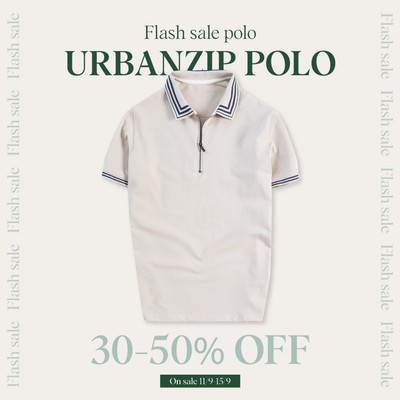 Áo Polo nam cổ V Urban khóa kéo thanh lịch, vải cotton thoáng mát co giãn tốt No 2471
