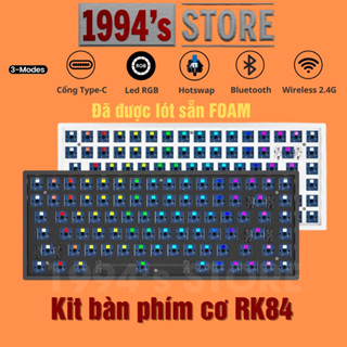 FREESHIP KIT Bàn phím cơ RK84 Led RGB - Đã LÓT FOAM sẵn - Bluetooth 5.1 | Wireless 2.4G | Dây Type C - Phần mềm Custom