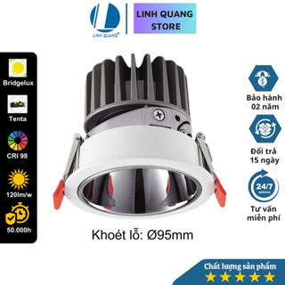 Đèn âm trần spotlight SM2 D95 Linh Quang vỏ trắng lòng đen chống chói cao cấp CRI>98