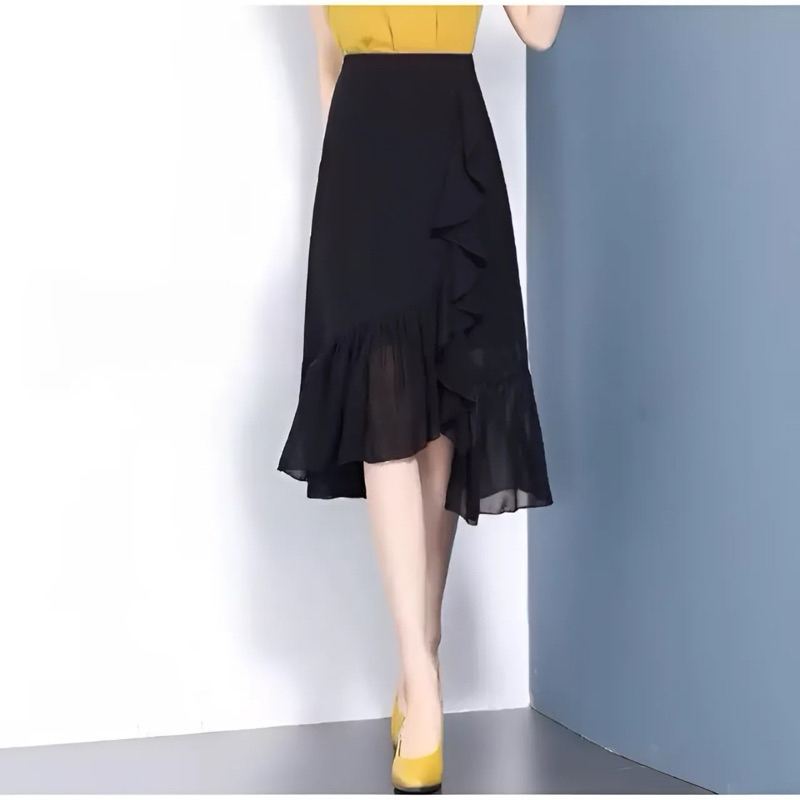 Chân váy chữ a phối voan