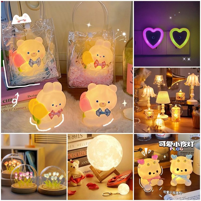 Đèn Ngủ Decor Cute Dễ Thương, Đèn Ngủ Mini Trang Trí 3D - Đồ Đề Co Phòng Ngủ