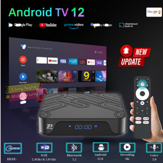  Android Tivi Box Z8 Pro - Ram 2G 16G - Android TV 12.0 - Chip H618 - Bluetooth & Netflix - Remote Tìm Kiếm Giọng Nói 