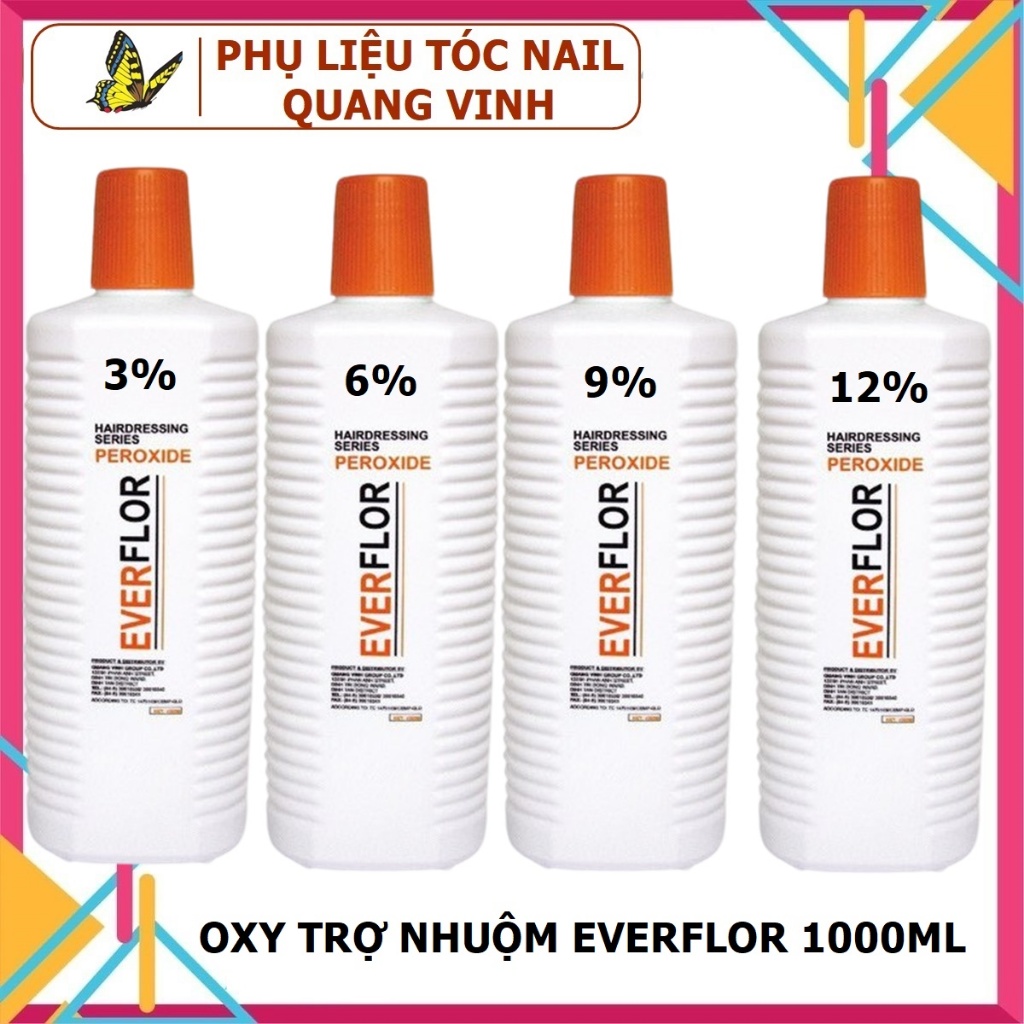 Oxy trợ màu nhuộm everflor 100ml/1000ml ( 3%, 6%, 9%, 12%)