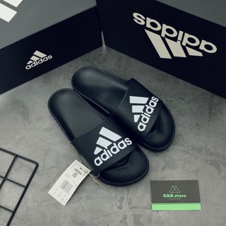 Dép Nam Adidas Slide Đen Logo Trắng - Full Hộp Đúc Nguyên Khối Êm Bền