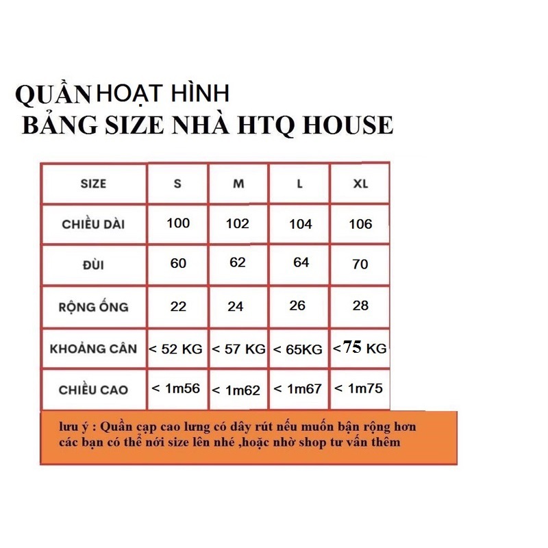 quần dài hoạt hình ống rộng nữ có đủ size hoạ tiết dễ thương chất đũi gân | BigBuy360 - bigbuy360.vn