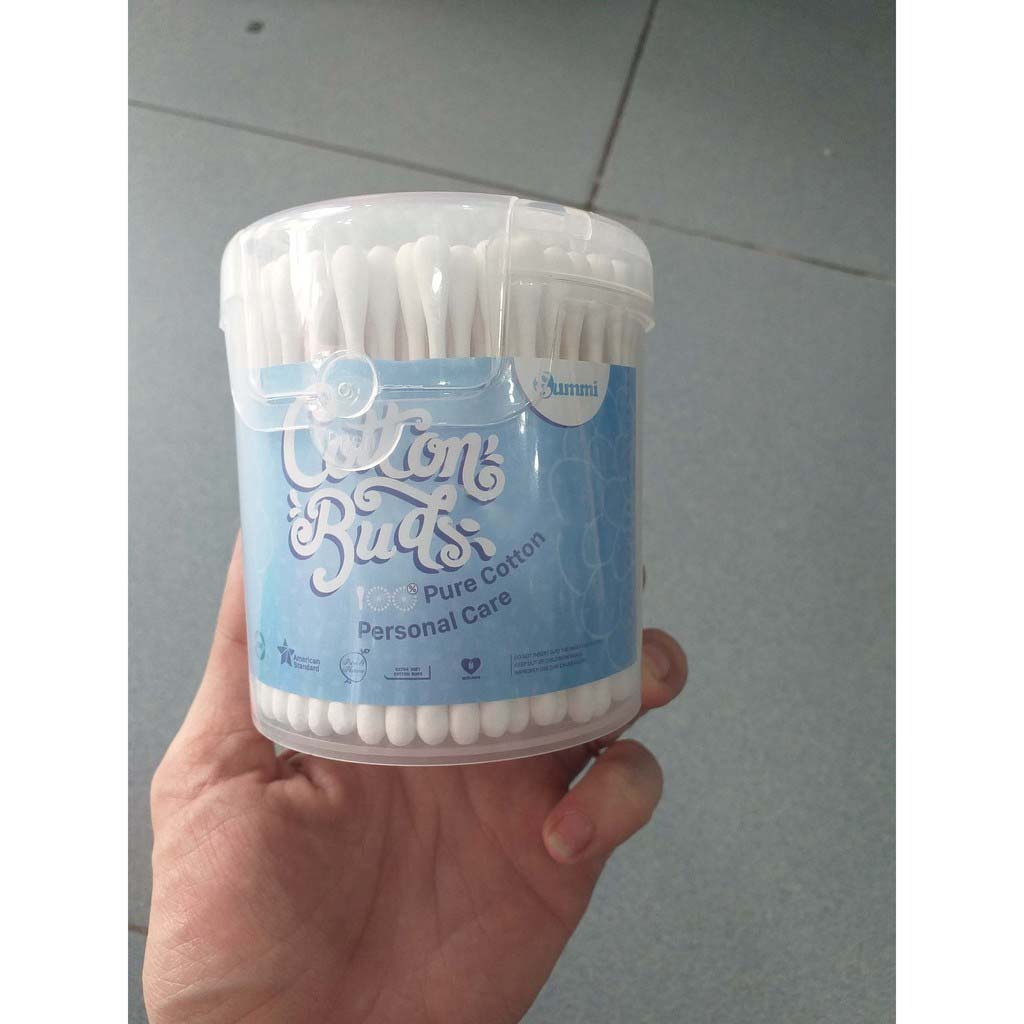 Tăm bông Gummi  - Hộp 200 que cho bé sơ sinh - Tăm bông lớn Gummi