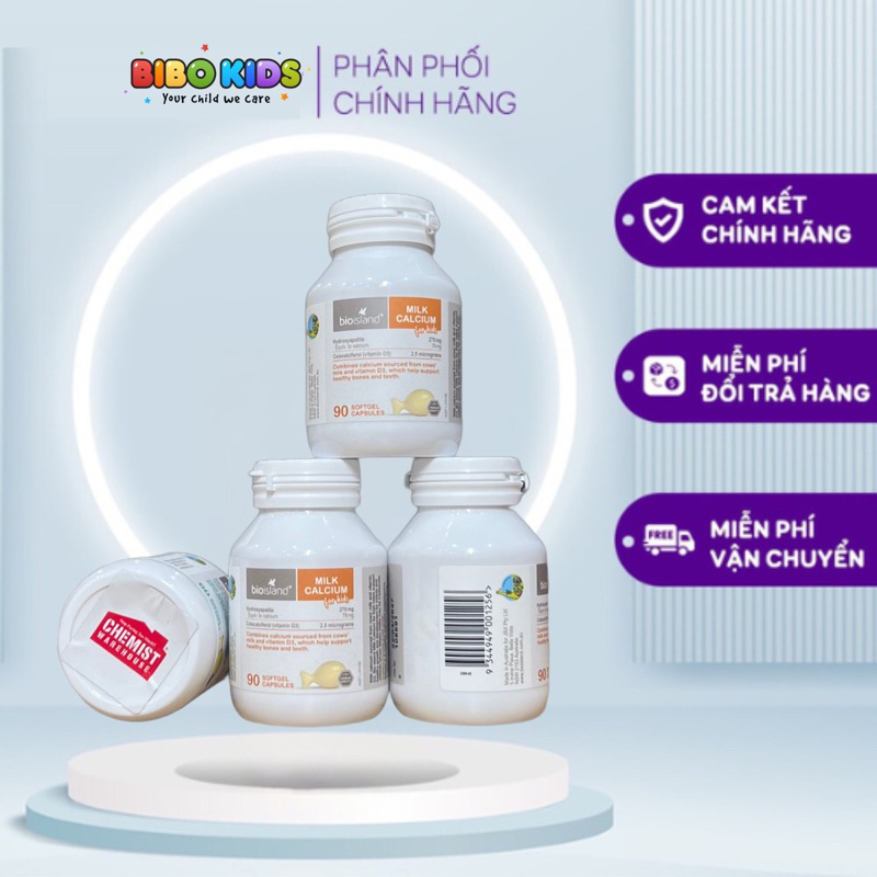 Canxi Bioisland cho bé hộp 90 viên, Úc
