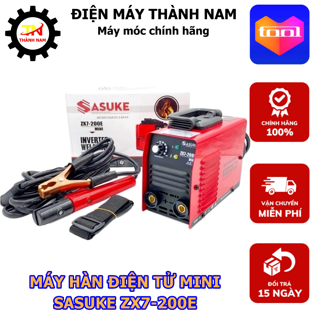 Máy hàn điện tử mini Sasuke ZX7-200F - Hàn que, 1 pha, 220V, IGBT, 2.3kg