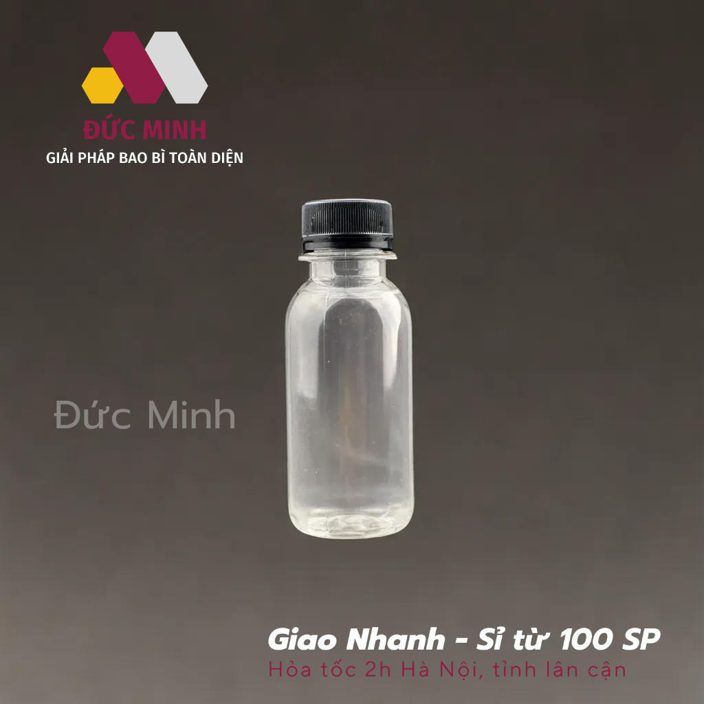 (SET 5 SP) Chai nhựa tròn 120ml đựng trà sữa nắp đen/trắng - kèm nắp
