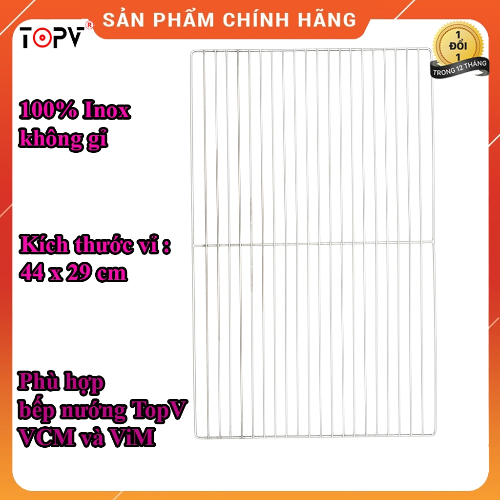 Vỉ nướng inox 44x29cm, phù hợp bếp nướng VCM và ViM,vỉ nướng thịt cao cấp không gỉ, vĩ nướng