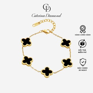 Vòng tay nữ Caterina Diamond Black Stone Gold Four-Leaf Clover Bracelet 2026GG.BL