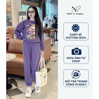 Đồ bộ nỉ nữ NH2T họa tiết 7 chú lùn nỉ cotton form vừa tôn dáng SN03