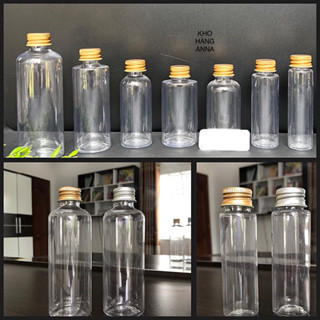    Chai nhựa nắp Nhôm   50 Chai Nhựa trong suốt nắp nhôm nắp Đen 100ml  70ml  50ml  30ml- 50 Chai chiết mỹ phẩm 