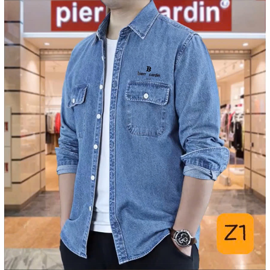 Áo Sơ Mi Jean Nam Cao Cấp Vải Dày Dặn Phong Cách Unisex, Chống Nắng, Dễ Mặc, Đi Chơi Đi Làm Thoải Mái 1127