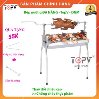 Bếp nướng than hoa đa năng TOPV  2 in 1,bếp nướng than hoa không khói,nướng ngoài trời,lò nướng thịt bằng than,inox DNM