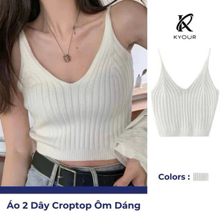 Áo 2 dây len crop dáng ôm