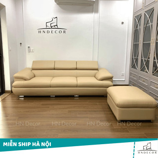 Combo Ghế Sofa da cao cấp tựa gật thông minh kết hợp đôn chữ nhật di động di chuyển linh hoạt